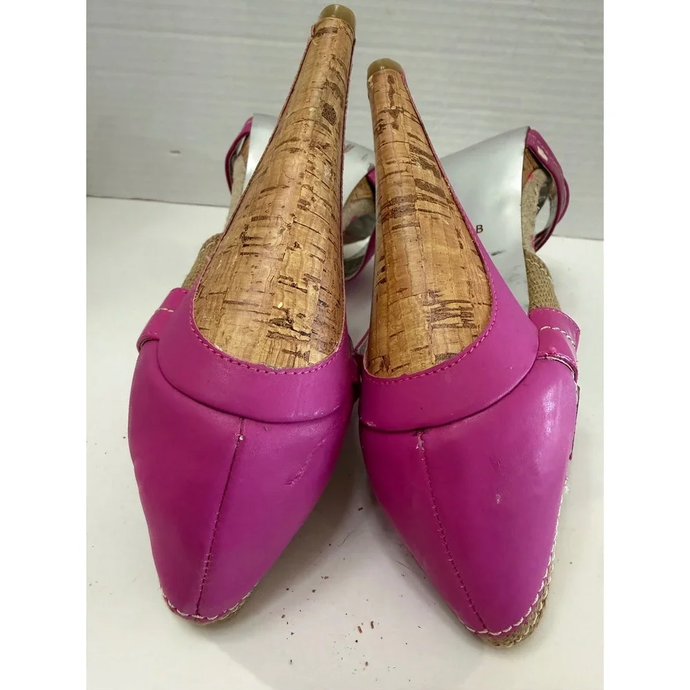 Charles by Charles David Pink Patent Polka Dot Cork Platform Sandals 9.5B